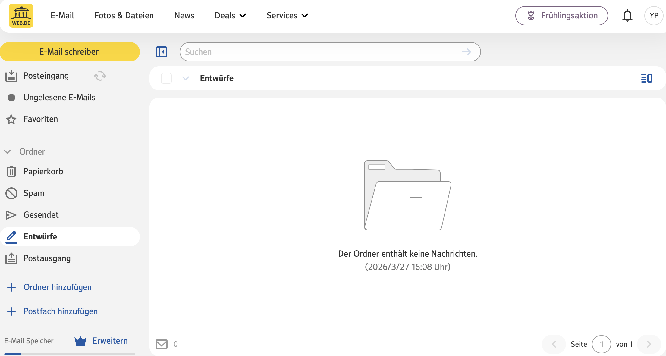 web.de webmail interface in 2026